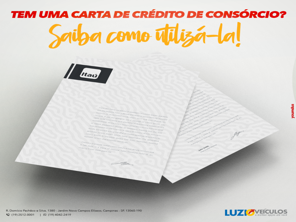 Luzio Veiculos - A melhor opção até você. - Tem uma carta de crédito de consórcio? Saiba como utilizá-la!